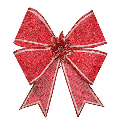 Holiday Living 30-in Hanging Bow Door decoration with Red LED Lights Lowes.com | Lowe's