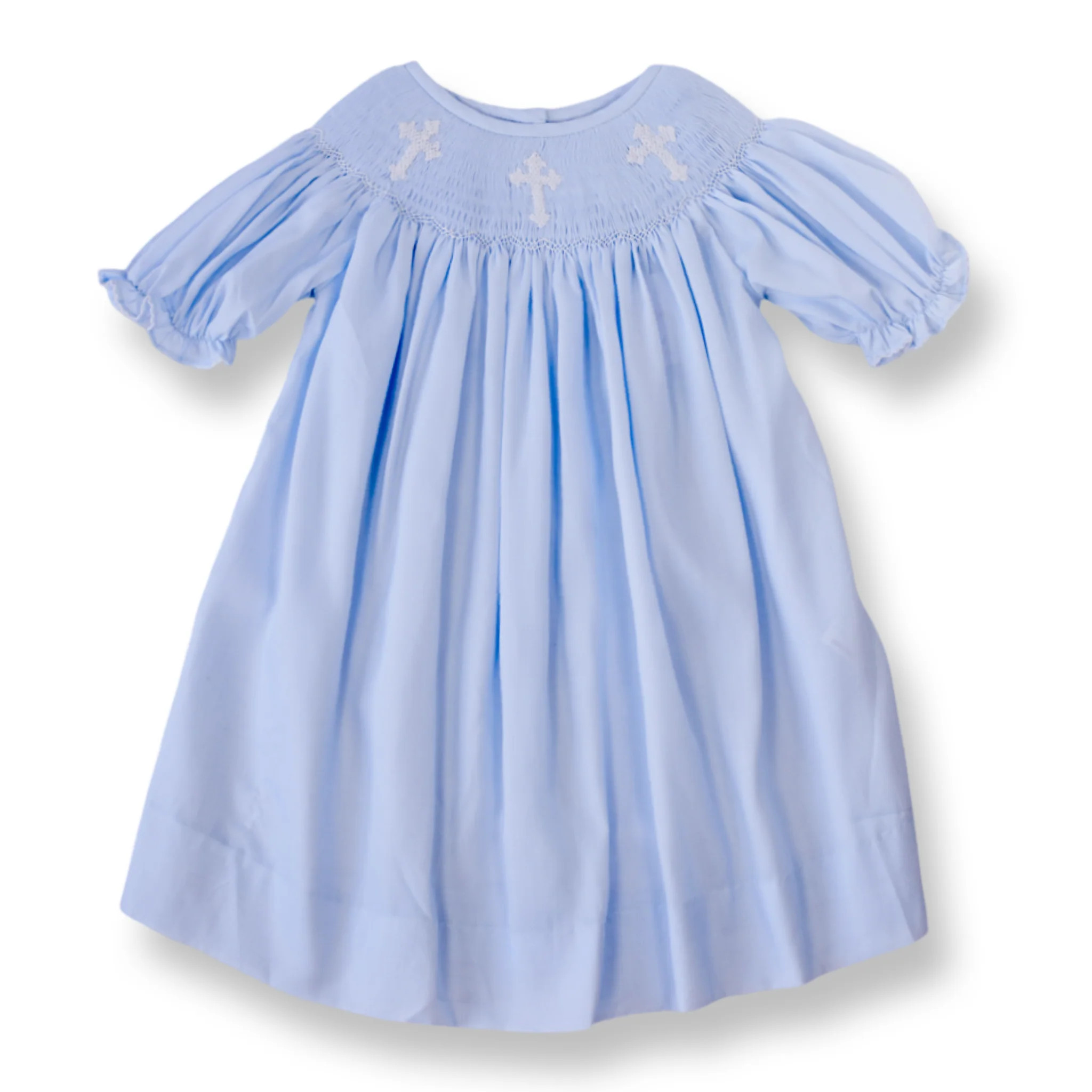 Smocked Cross Dress in Blue | Lillie & Lilah