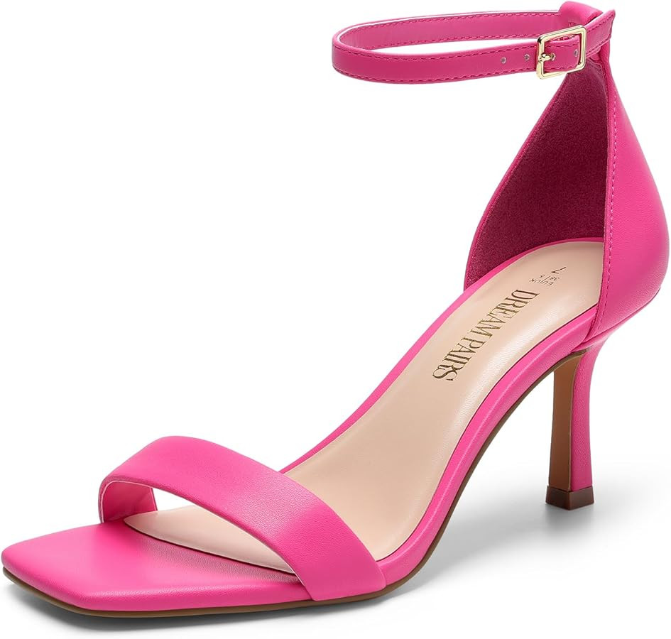 DREAM PAIRS Women's High Stilettos Open Square Toe Ankle Strap Heels Sexy Fashion Comfort Dress S... | Amazon (US)