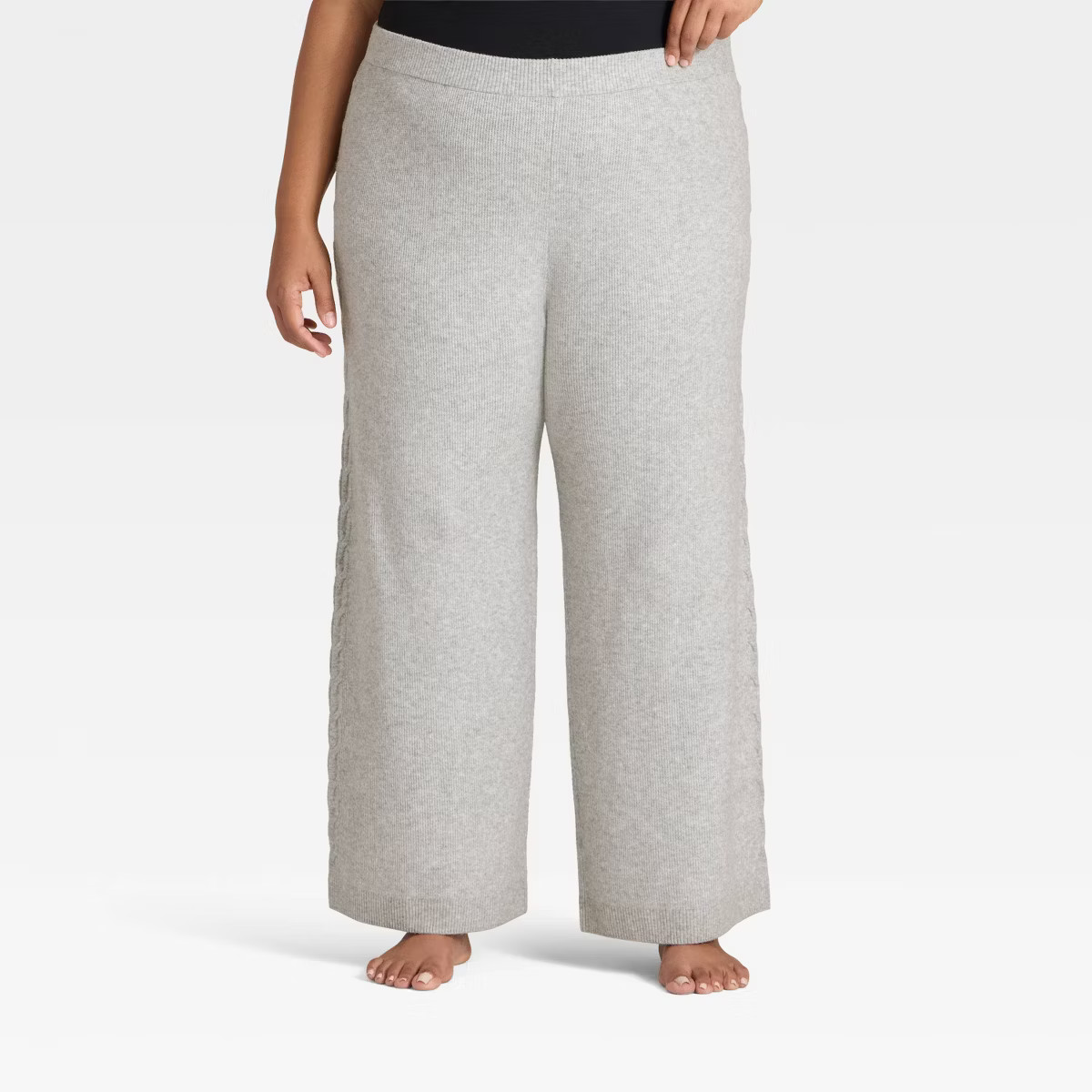 Women's Cable Sweater Wide Leg Pants - Auden™ Heather Gray 3X | Target