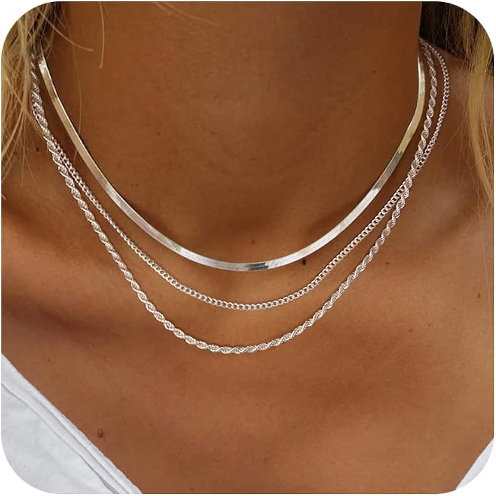 Herringbone Necklace for Women,Dainty Gold Necklace,14k Gold Plated Snake,Gold Chain Choker Neckl... | Amazon (US)