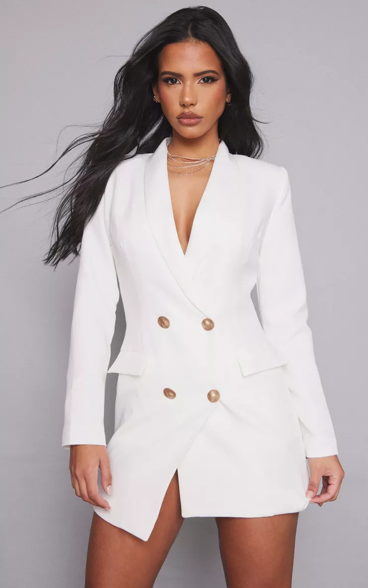 White blazer dress 2024 pretty little thing