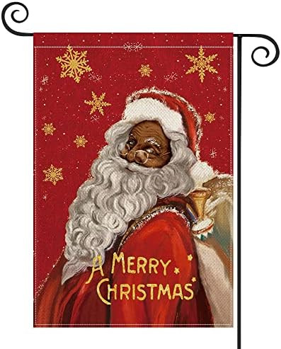AVOIN colorlife Black Santa Claus Garden Flag Double Sided, A Merry Christmas Winter Yard Outdoor... | Amazon (US)