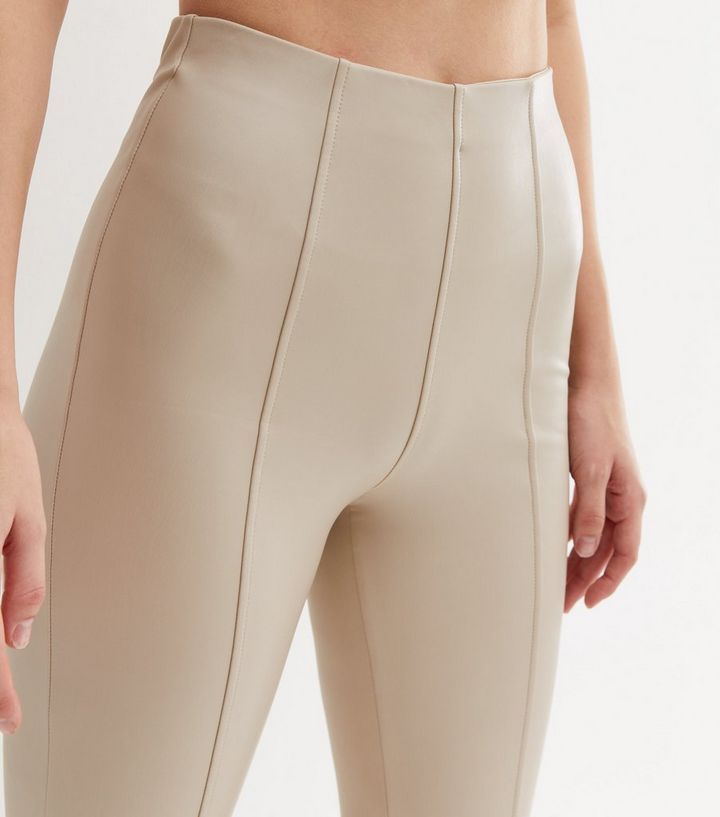 Cream Leather-Look High Waist Leggings | New Look | New Look (UK)