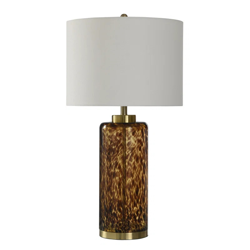 Glass Table Lamp - Tortoise Gold - White Shade | Wayfair North America