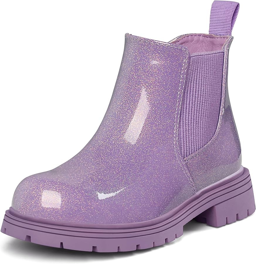 K KomForme Girls Glitter Ankle Boots Side Zipper Chelsea Booties Lug Sole (Toddler/Little Kids/Bi... | Amazon (US)