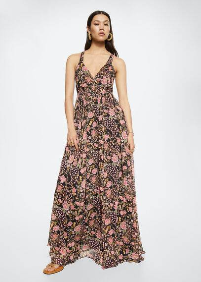 Bambula flower dress black - Woman - 8 - MANGO | MANGO (UK)