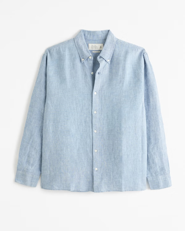 Linen Button-Up Shirt | Abercrombie & Fitch (US)