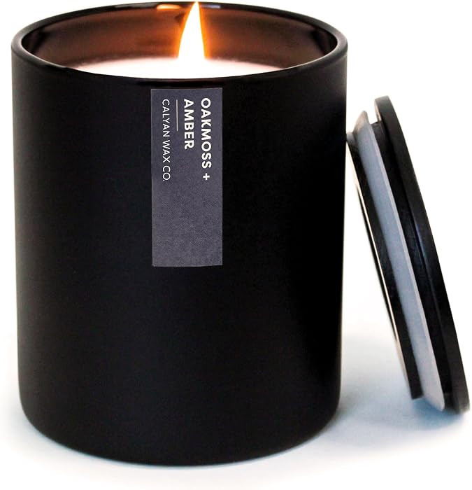 Calyan Wax Co. Oakmoss & Amber Scented Candle - 75 Hour Burn - Luxury Clean Soy Wax Candles - Lon... | Amazon (US)