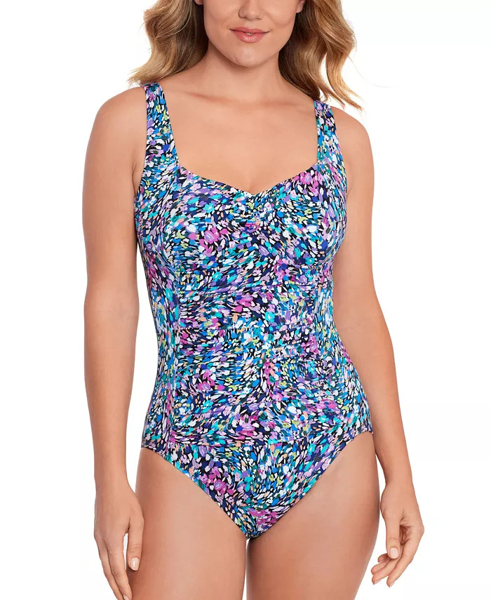 Women's Tummy-Control Shirred-Bodice One-Piece Swimsuit, Created For Macys | Macys (US)