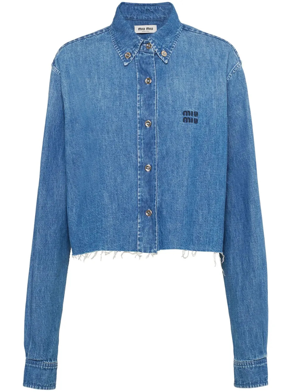embroidered-logo denim shirt | Farfetch Global