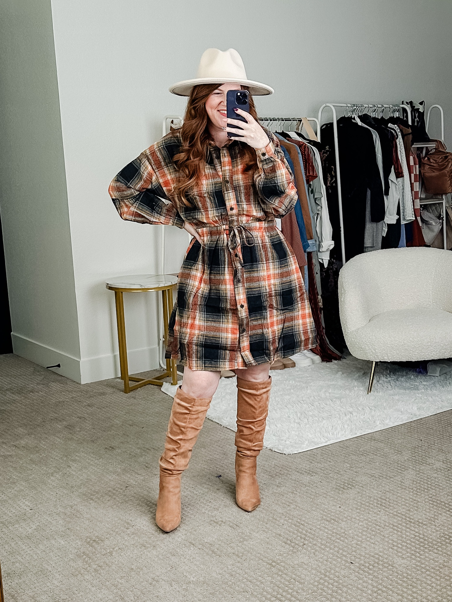 Fall outfit from amazon. Always love a plaid dress! Knee high boots from amazon too. 

Fall dress. Fall outfits. 

#LTKstyletip #LTKmidsize #LTKfindsunder50