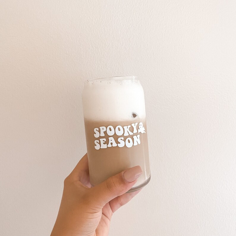 Spooky Season Can Glass - Halloween Glass Cups - Spooky Glass Cups - Fall Glass Cup - Iced Coffee... | Etsy (US)