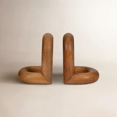 Zeppelin Wood, Set Of 2 7" Loopy Bookends, Round | Wayfair North America