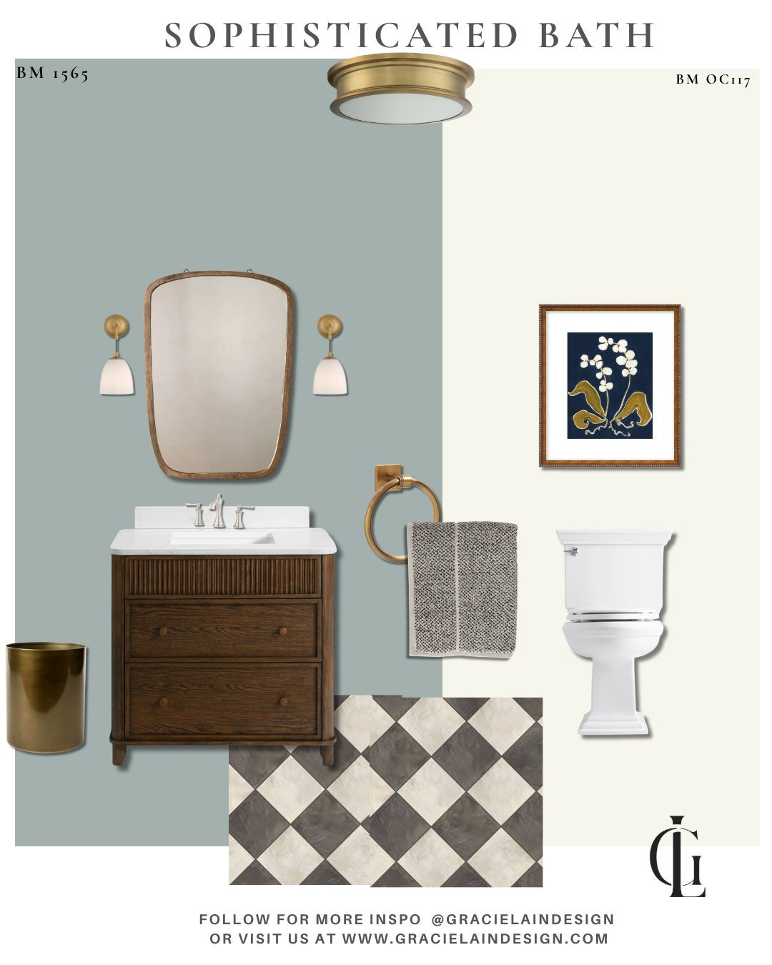 A powder bath may be one of the smallest rooms in your home, but it has the power to leave the biggest impression. Wrapped in a gorgeous blue-gray palette and grounded by timeless checkerboard tile, this space feels equal parts classic and collected. Warm brass accents, rich wood tones, and thoughtfully chosen botanical art create layers of texture and character without overwhelming the room.
The beauty is in the restraint—every detail has a purpose, making the space feel simple, elevated, and effortlessly sophisticated. It's the kind of room guests can't help but compliment... and secretly wish they had in their own home.
Shop the look, gather inspiration, and discover more timeless interiors at gracielaindesign.com.
#LTKHome #PowderBath #BathroomDesign #InteriorDesign #ClassicInteriors #BlueGray #CheckerboardTile #BrassAccents #TimelessDesign #LuxuryInteriors #HomeInspiration #TraditionalStyle #CollectedHome #InteriorStyling #GracielainDesign 

 #LTKHome