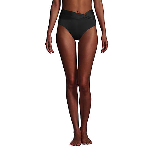 Women's Chlorine Resistant Twist Front Retro High Waisted Bikini Swim Bottoms | Lands' End (US)