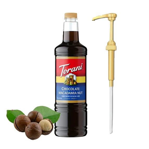 Torani Chocolate Macadamia Nut Flavouring Syrup, 1L Plastic Bottle with Absol Gold Pump | Walmart (US)