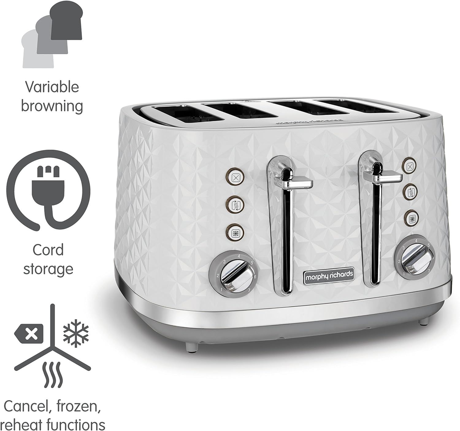 Morphy Richards Vector 4 Slice Toaster 248134 White Four Slice Toaster White Toaster | Amazon (UK)