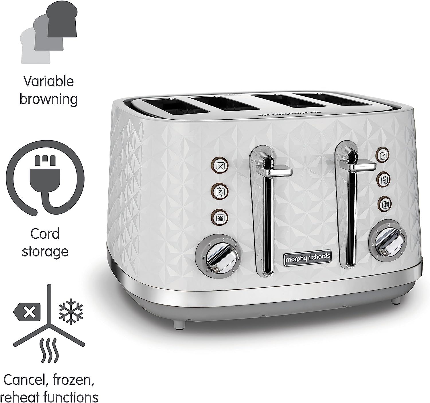 Morphy Richards Vector 4 Slice Toaster 248134 White Four Slice Toaster White Toaster | Amazon (UK)