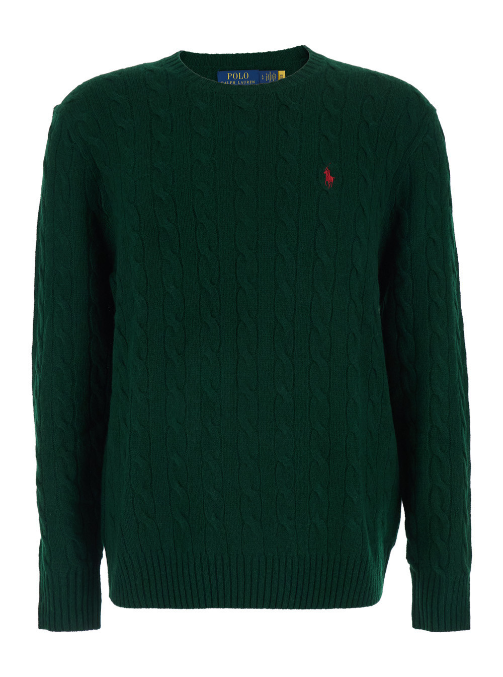 Polo Ralph Lauren Crew Neck Sweater with Pony Embroidery on the Front and Cable Knit in Green Wool Cashmere for Men Jersey - Men | Italist.com US