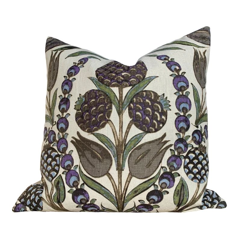 Thibaut Corneila Accent Pillow Taupe Purple. Decorative Floral | Etsy | Etsy (US)