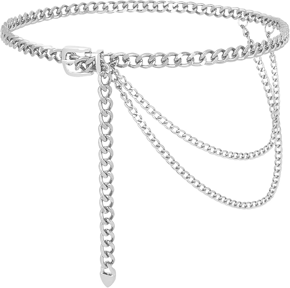 WHIPPY Waist Chain Belt Women Girls Ladies Adjustable Body Waist Link Belts for Jeans Dresses | Amazon (US)
