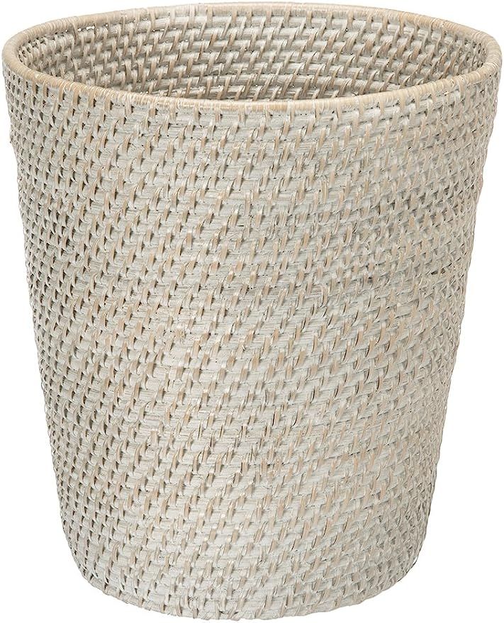 KOUBOO 1030041 Round Rattan White Wash Waste Basket, 10.25" x 10.25" x 11" | Amazon (US)
