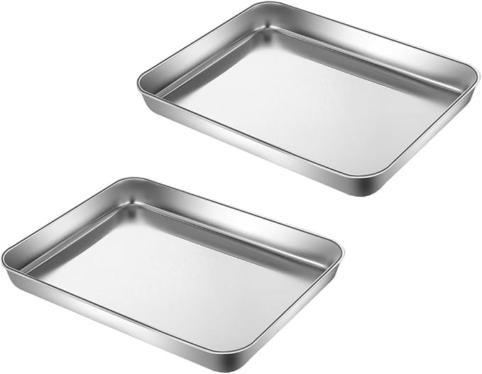Extra Small Baking Sheet Pans Stainless Steel 304 Tiny Serving Tray 9.3 x 6.9 x1.1Inch (Diagonal ... | Amazon (US)