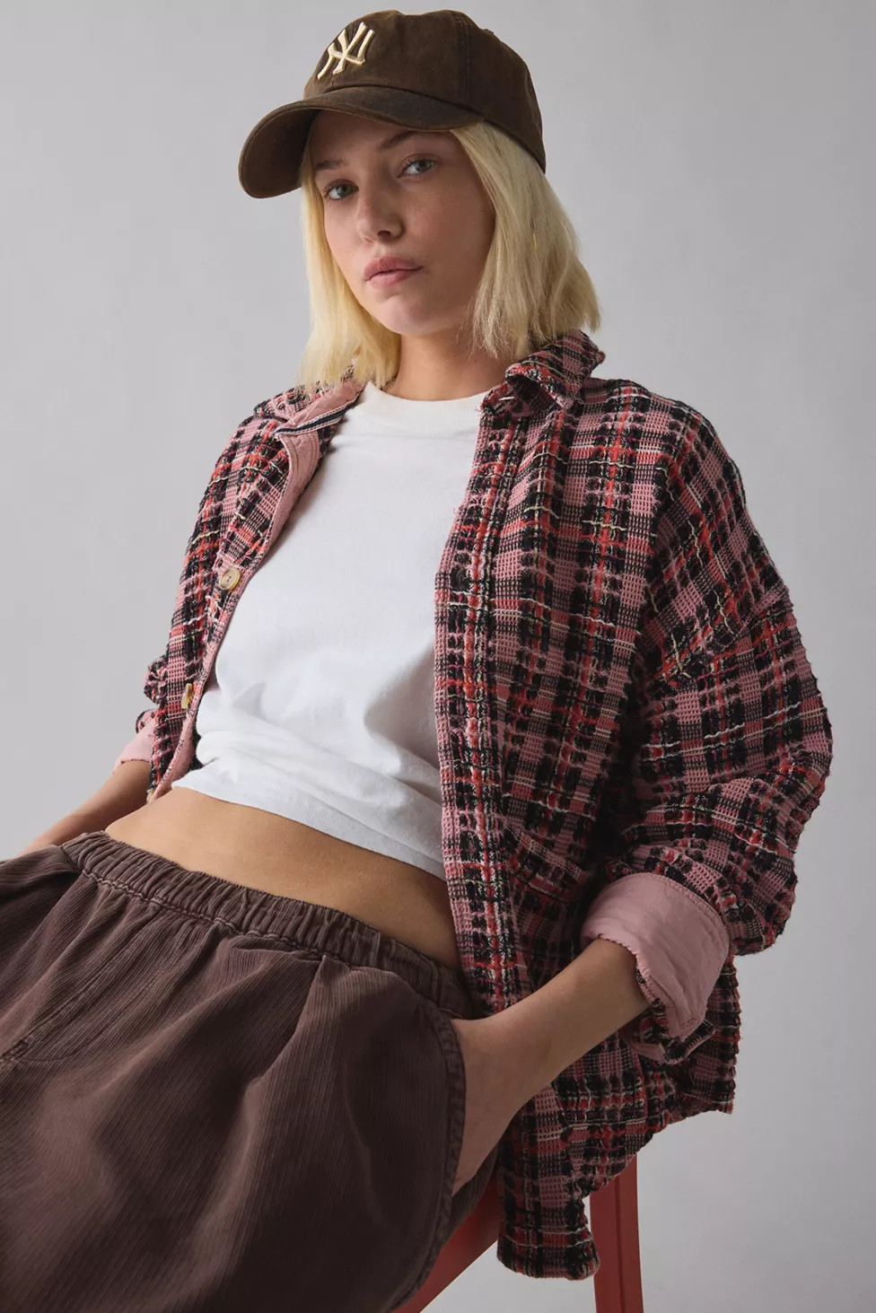 BDG Bryson Waffle Plaid Oversized Button-Down Shirt | Urban Outfitters (US and RoW)