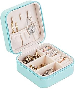 A&A Travel Jewelry Organizer Box - Portable Jewelry Storage Case Blue | Amazon (US)
