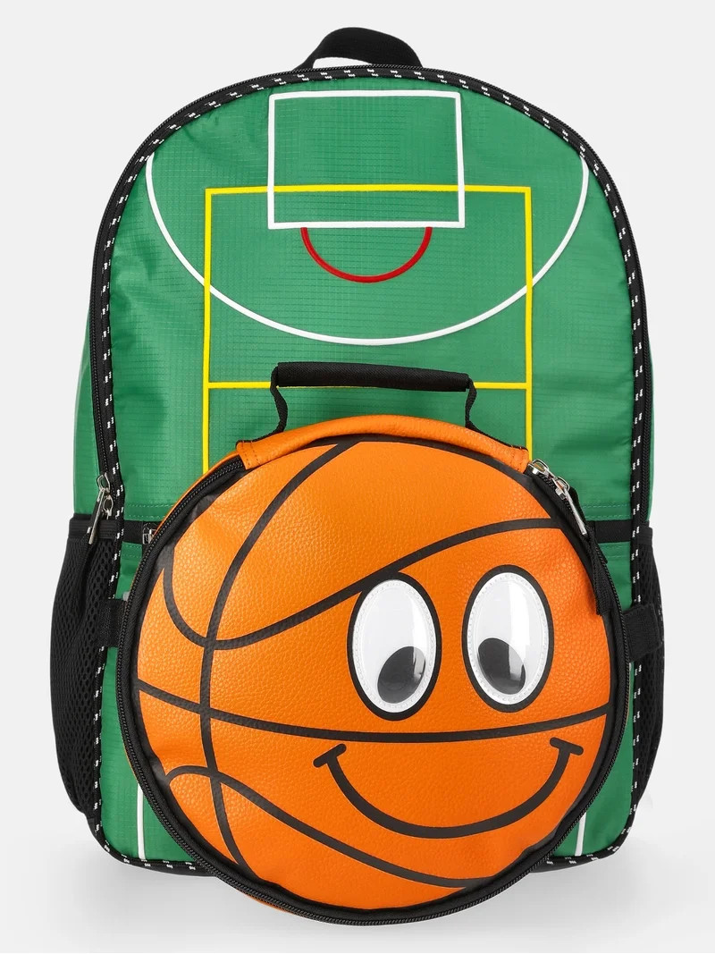 Wonder Nation Boys 17" Court Time Basketball Backpack & Lunch Set, Astro Turf Green | Walmart (US)