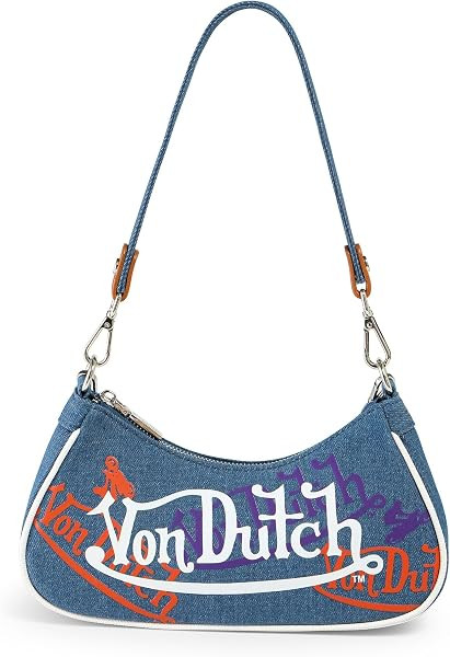 Von Dutch Purse Shoulder Bag, Women's Shoulder Handbags Logo Print and Gold or Silver Chain with ... | Amazon (US)