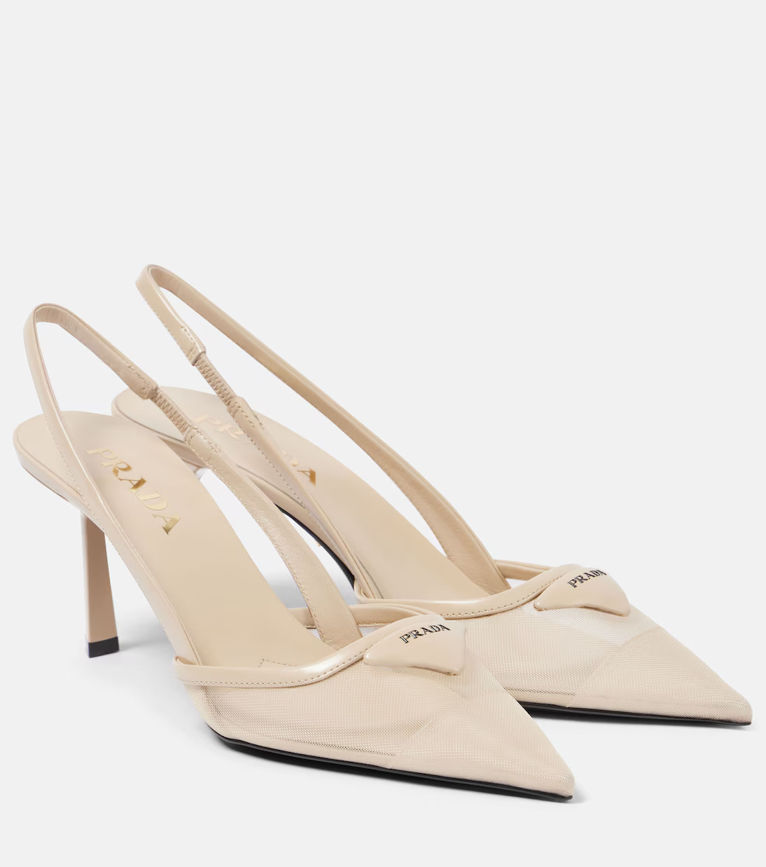 Logo leather-trimmed mesh slingback pumps | Mytheresa (US/CA)