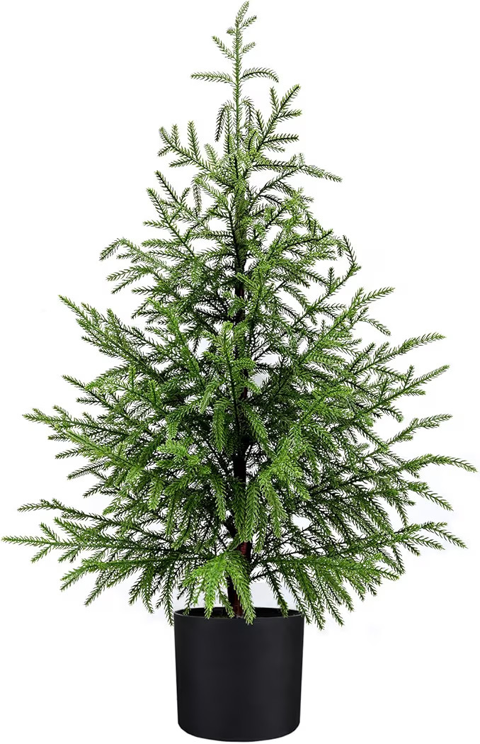 3FT Artificial Norfolk Pine Christmas Tree Real Touch Faux Tree with Black Pot, Realistic Indoor ... | Amazon (US)