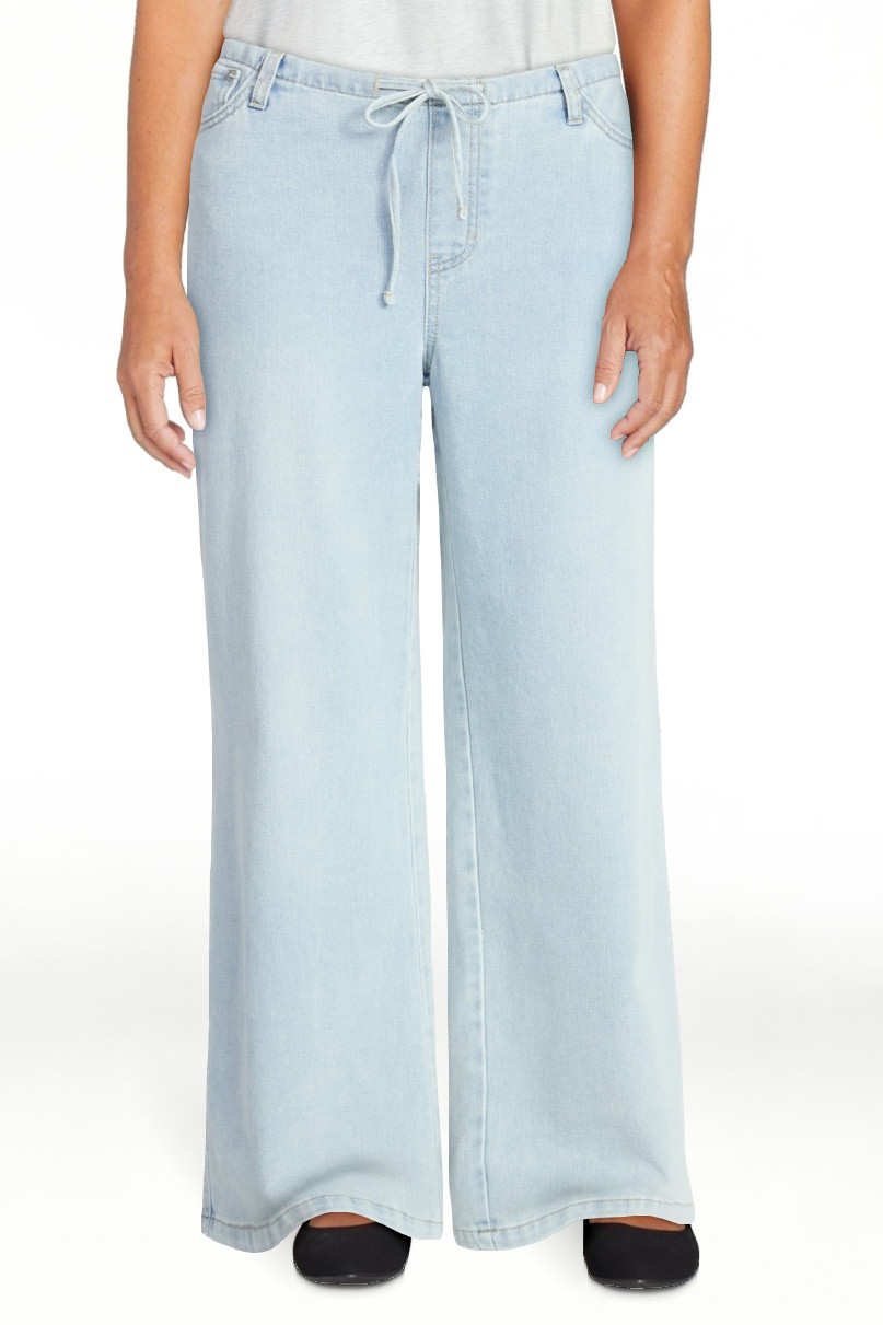 No Boundaries Mini Waistband Wide Leg Pants, 31'' Inseam, Women's Sizes XXS-XXL | Walmart (US)