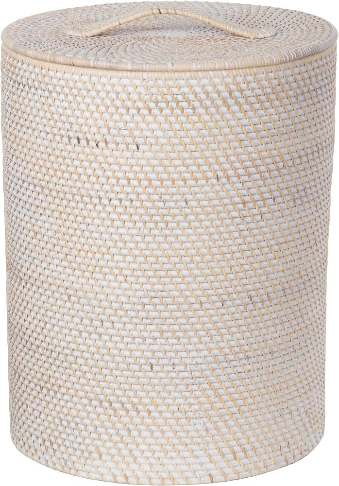 KOUBOO Round Rattan Small Laundry Hamper with Removable Liner and Lid - Coastal, Natural Decor St... | Amazon (US)