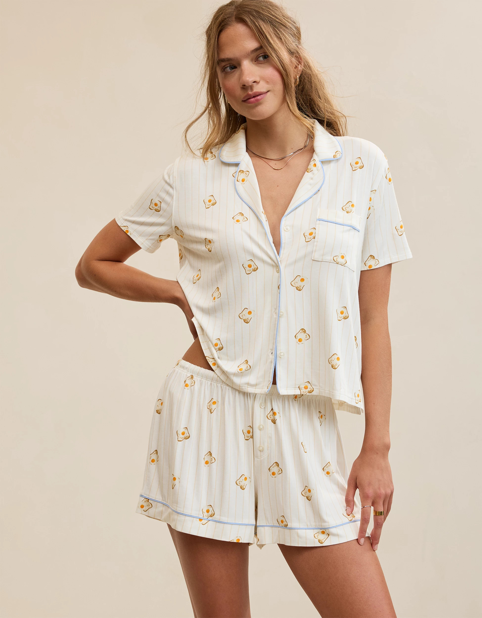 OVERSLEPT by Aerie Real Soft Short Sleeve Pajama Shirt | Aerie