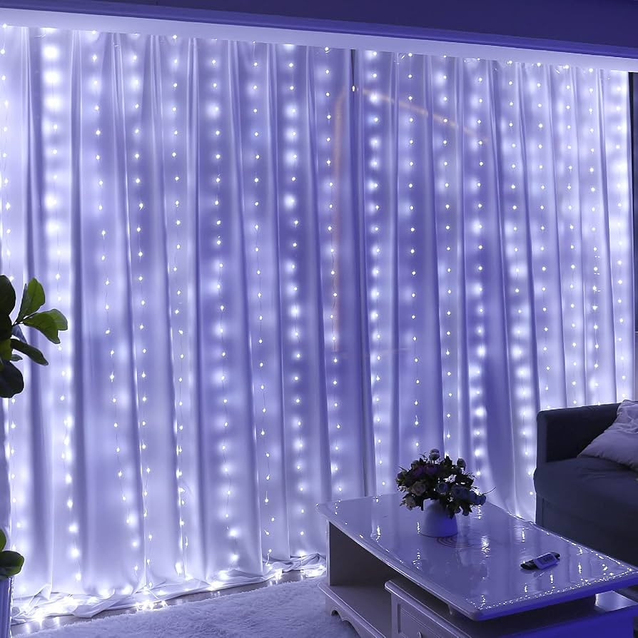 HXWEIYE 300LED White Fairy Curtain Lights for Bedroom, 3mx3m 8 Modes USB Plug in Window Christmas... | Amazon (US)