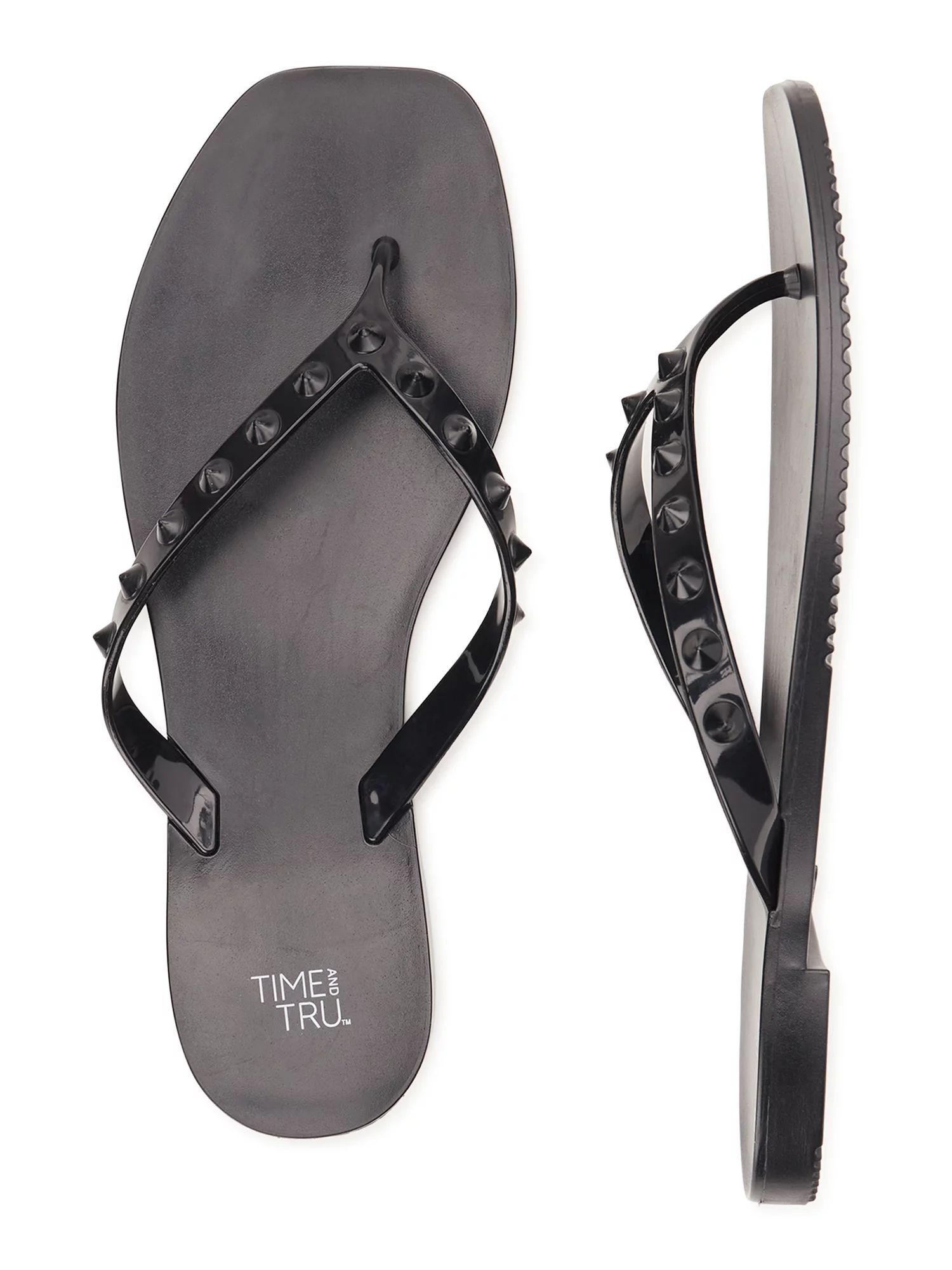 Time and Tru Women's Studded Jelly Flip Flop Sandals - Walmart.com | Walmart (US)