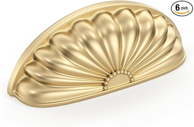 goldenwarm 6 Pack Gold Cabinet Handles Drawer Pulls Edge Pulls 3" Hole Center Brushed Gold Cabine... | Amazon (US)