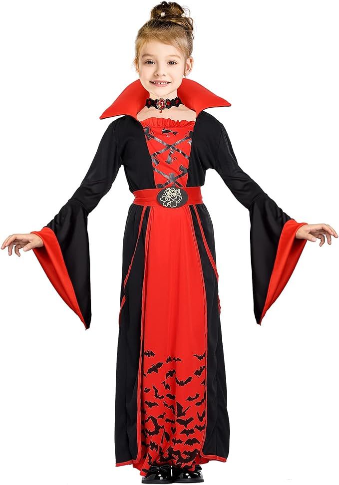 Royal Vampire Costume for Girls Halloween Gothic Vampiress Role Play Cosplay Dress Up | Amazon (US)