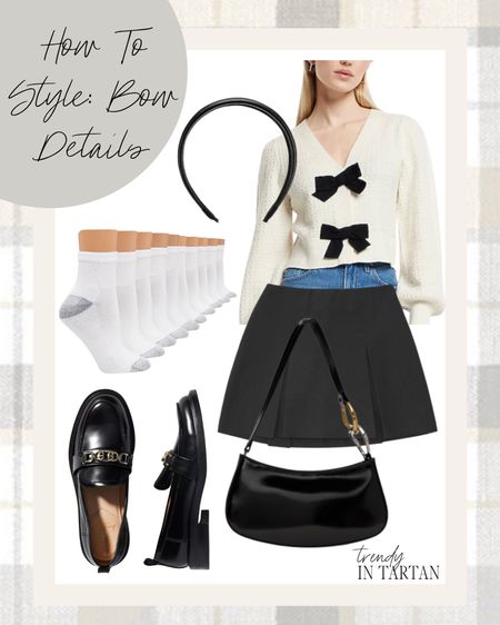 How to style bow details!

Bow sweater, mini skirt, high socks, black purse, loafers, headband 

#LTKSeasonal #LTKstyletip #LTKfindsunder100