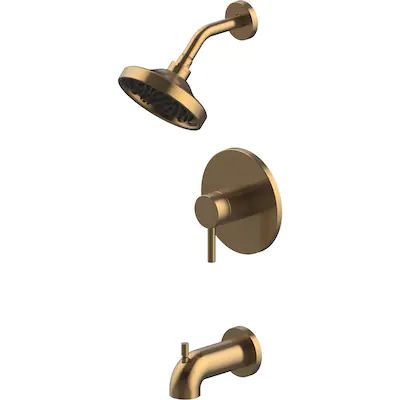 allen + roth  Harlow Brushed Brass 1-Handle Bathtub and Shower Faucet with Valve | Lowe's
