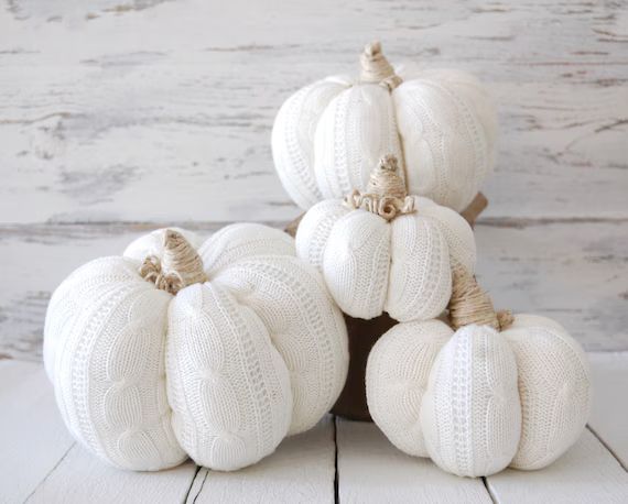 White Sweater Pumpkins Fabric Pumpkins Fall Decor Autumn - Etsy | Etsy (US)