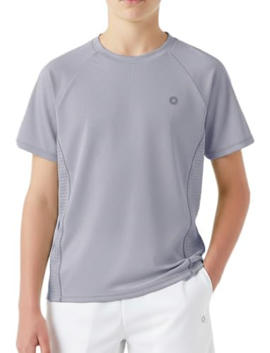PATPAT Kids T-Shirt (One Piece) with Quick-Dry & Instant-Cooling, UPF 100+ Rash Guard Short Sleeves Tee for Active Boy Girl, Vapor Gray, US8/S | Amazon (US)