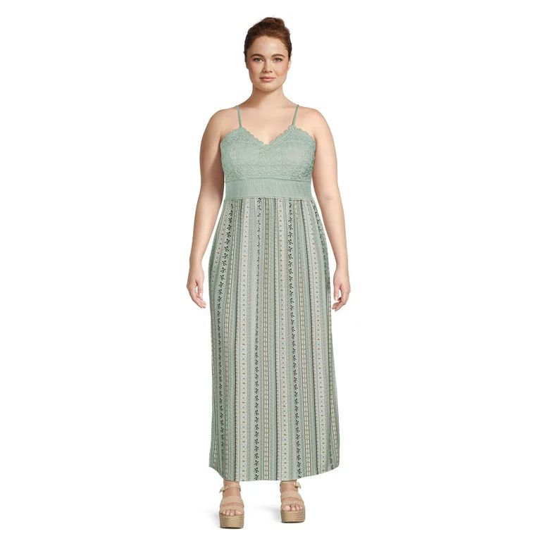 No Boundaries Juniors Plus Size Lace Top Maxi Dress | Walmart (US)