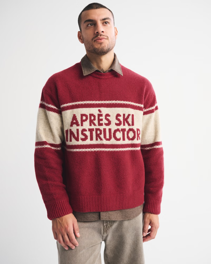 Men's Oversized Ski Graphic Crew Sweater | Men's Tops | Abercrombie.com | Abercrombie & Fitch (US)
