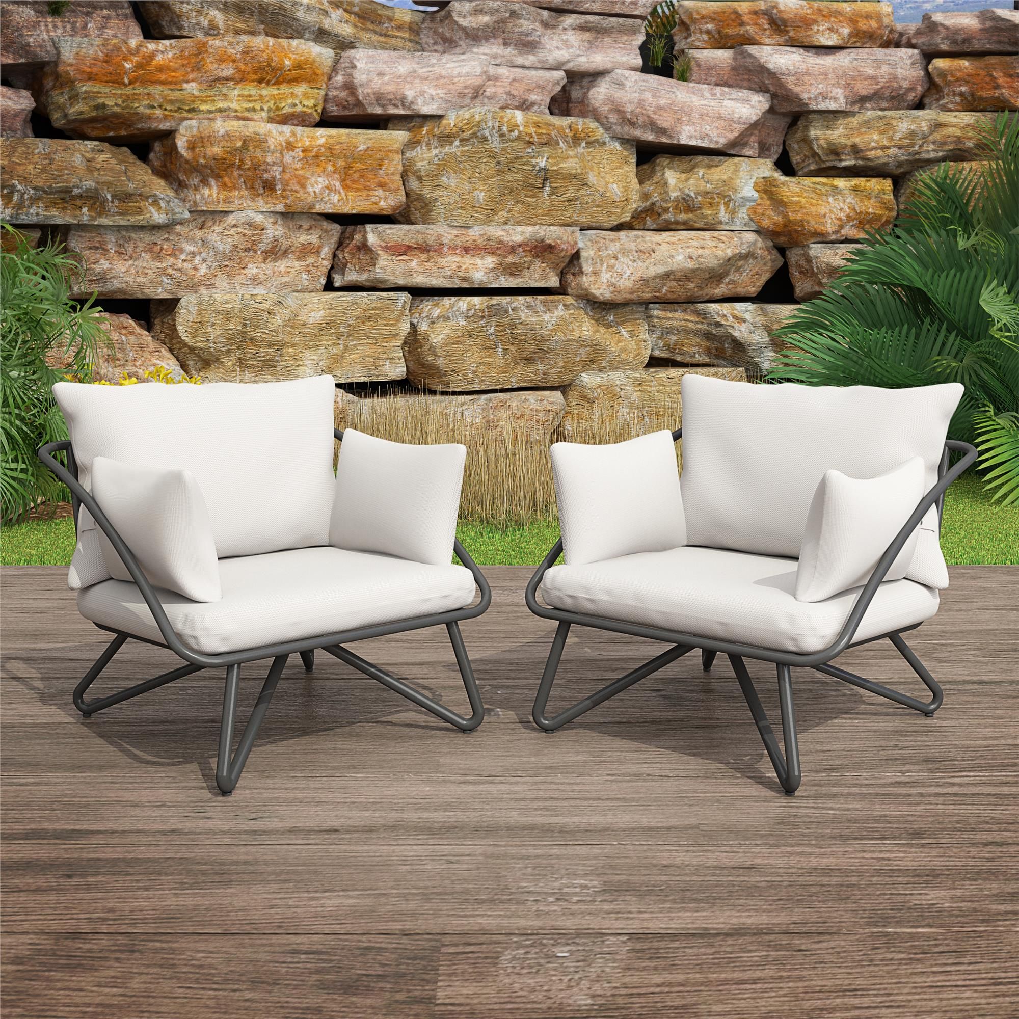 Novogratz Poolside Gossip Collection, Teddi Outdoor Lounge Chairs, 2-piece, White | Walmart (US)