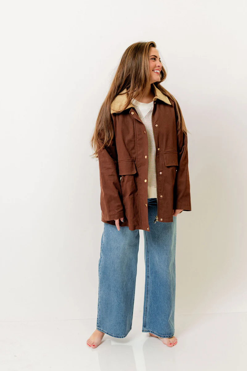 Tania Cotton Barn Jacket in Mocha | Worth Collective