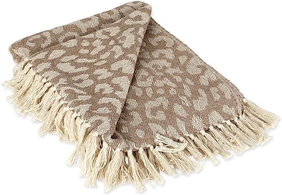 DII Bold Eclectic Leopard Woven Throw, 50x60, White | Amazon (US)